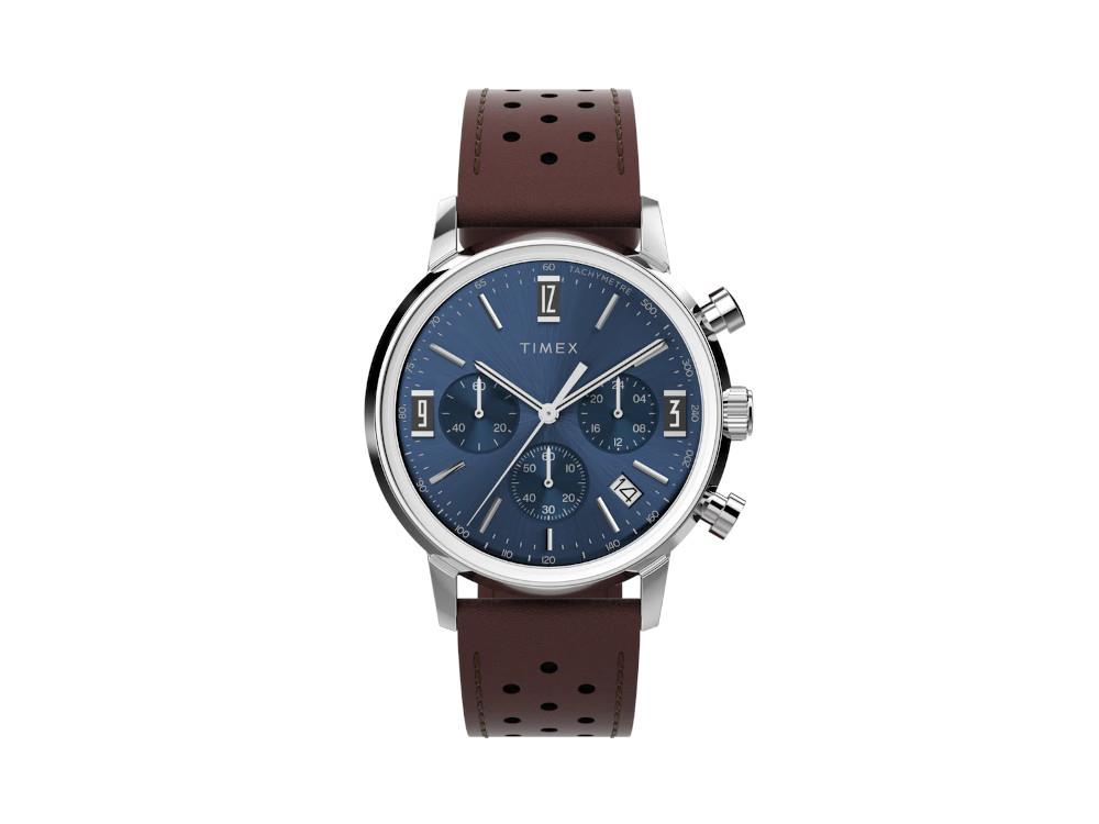 Timex Marlin Quartz Uhr, Blau, 40 mm, Chronograph, TW2W10200