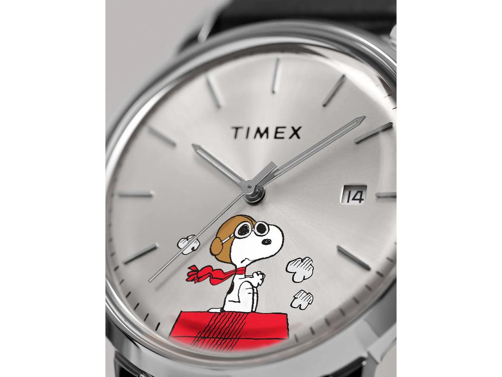 Timex Marlin Peanuts Snoopy Flying Ace Automatik Uhr, Silber, 40 mm, TW2W49600