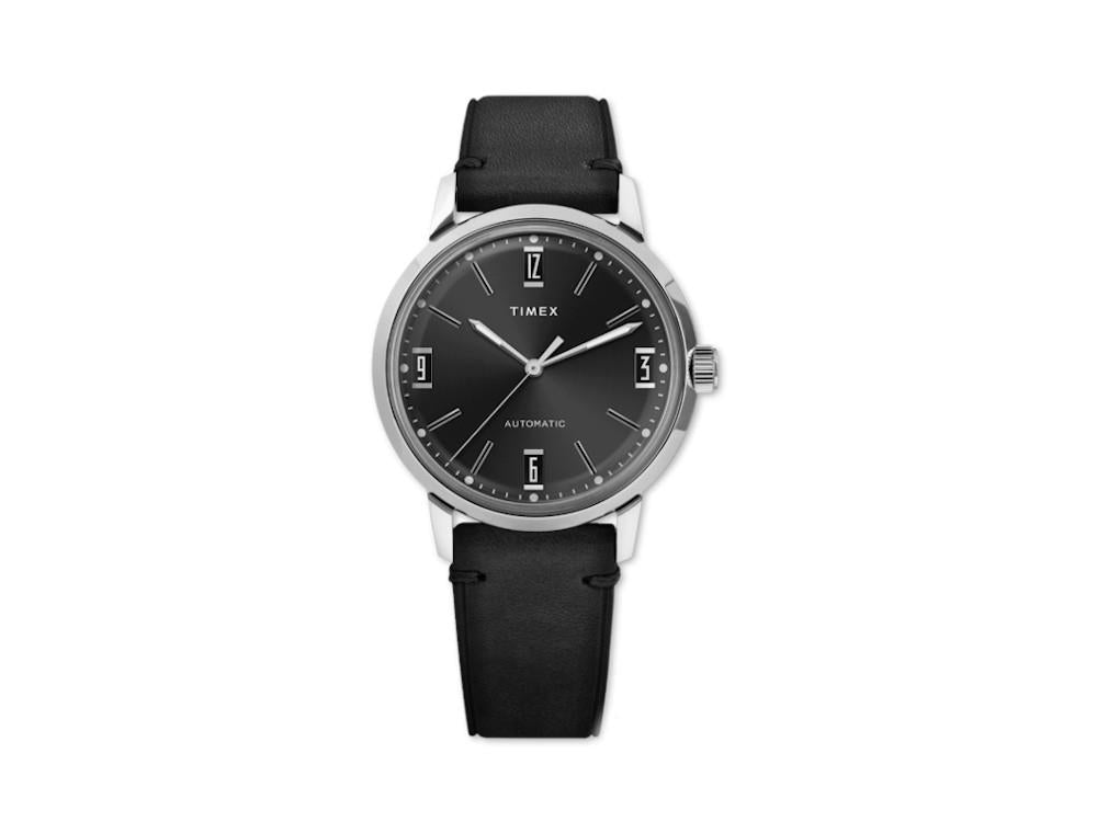 Timex Marlin Men’s Leather Automatik Uhr, Schwarz, 40 mm, TW2W59700