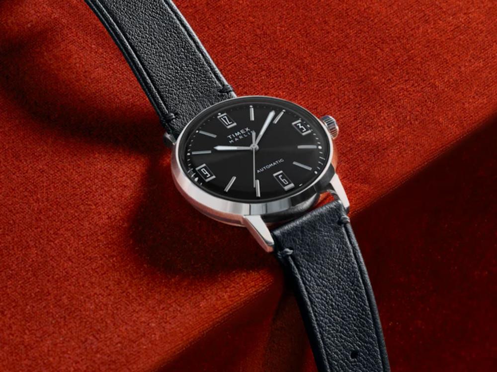 Timex Marlin Men’s Leather Automatik Uhr, Schwarz, 40 mm, TW2W59700