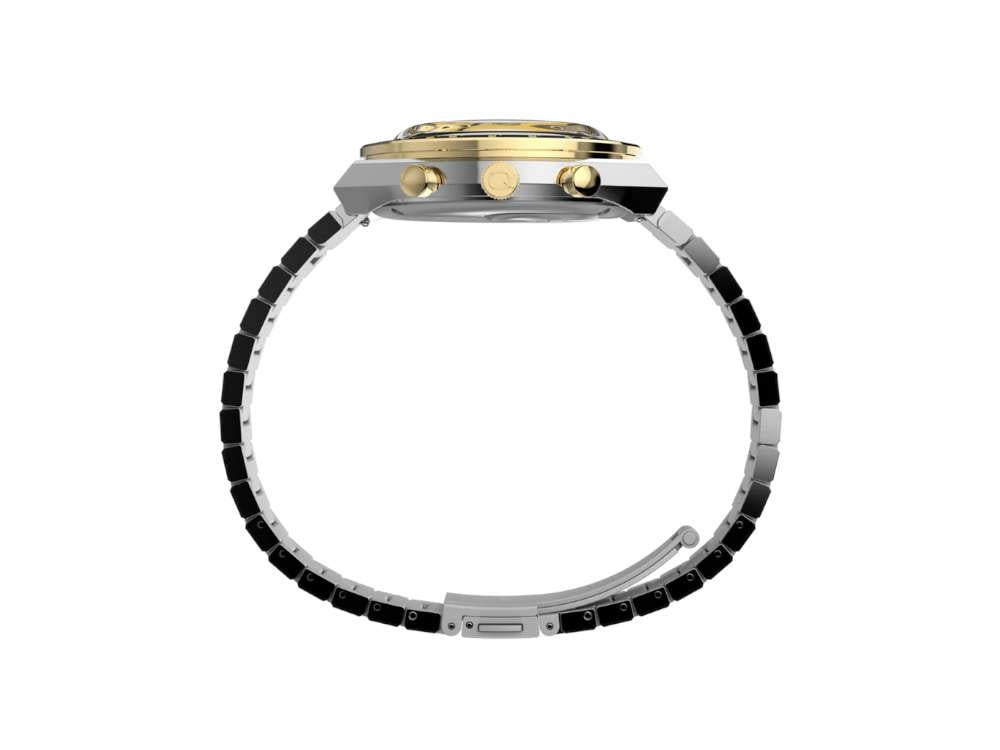 Timex Q Timex Quartz Uhr, PVD Gold, Schwarz, 40 mm, Chronograph, TW2W64200