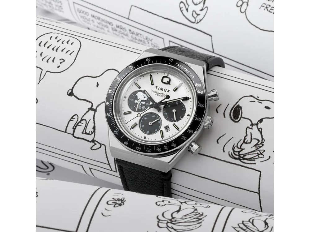 Timex Q Timex Chronograph x Peanuts Snoopy Quartz Uhr, Weiss, 40 mm, TW2W68900