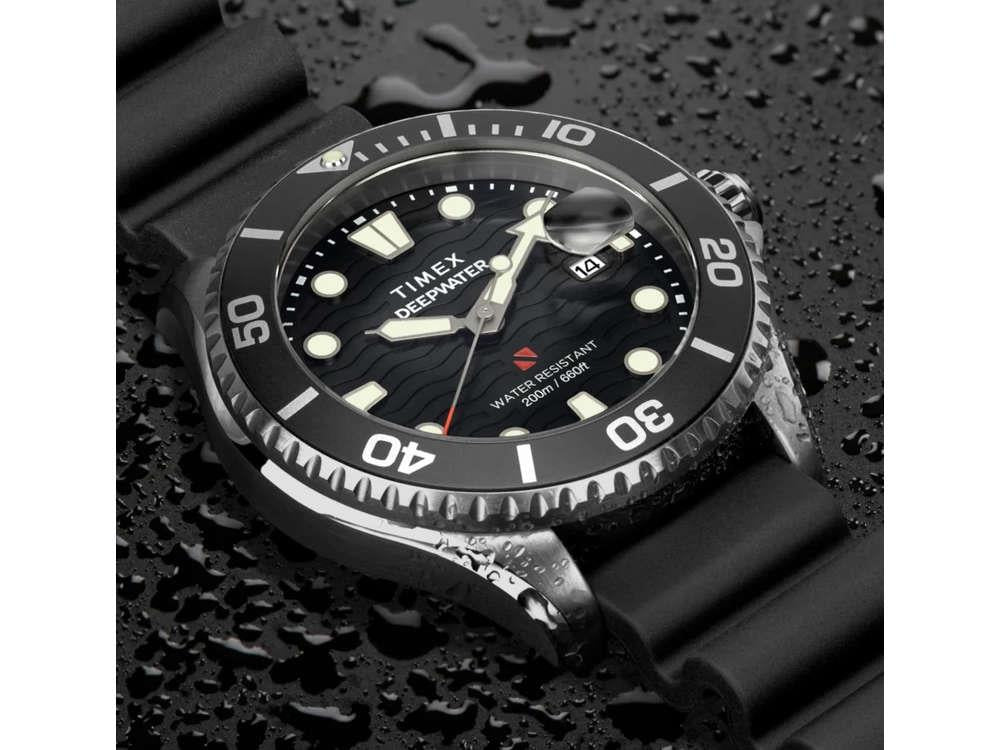 Timex DeepWater Quartz Uhr, Schwarz, 44 mm, TW2W81600