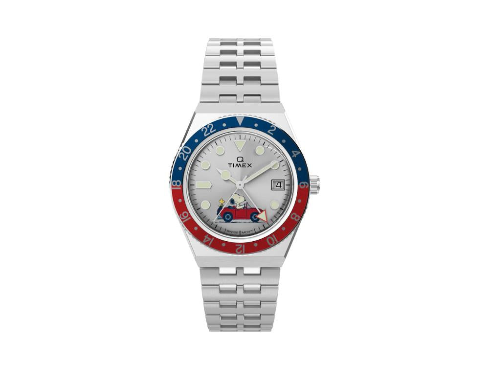 Timex Q Timex x Peanuts Quartz Uhr, Silber, 38 mm, TW2W83300