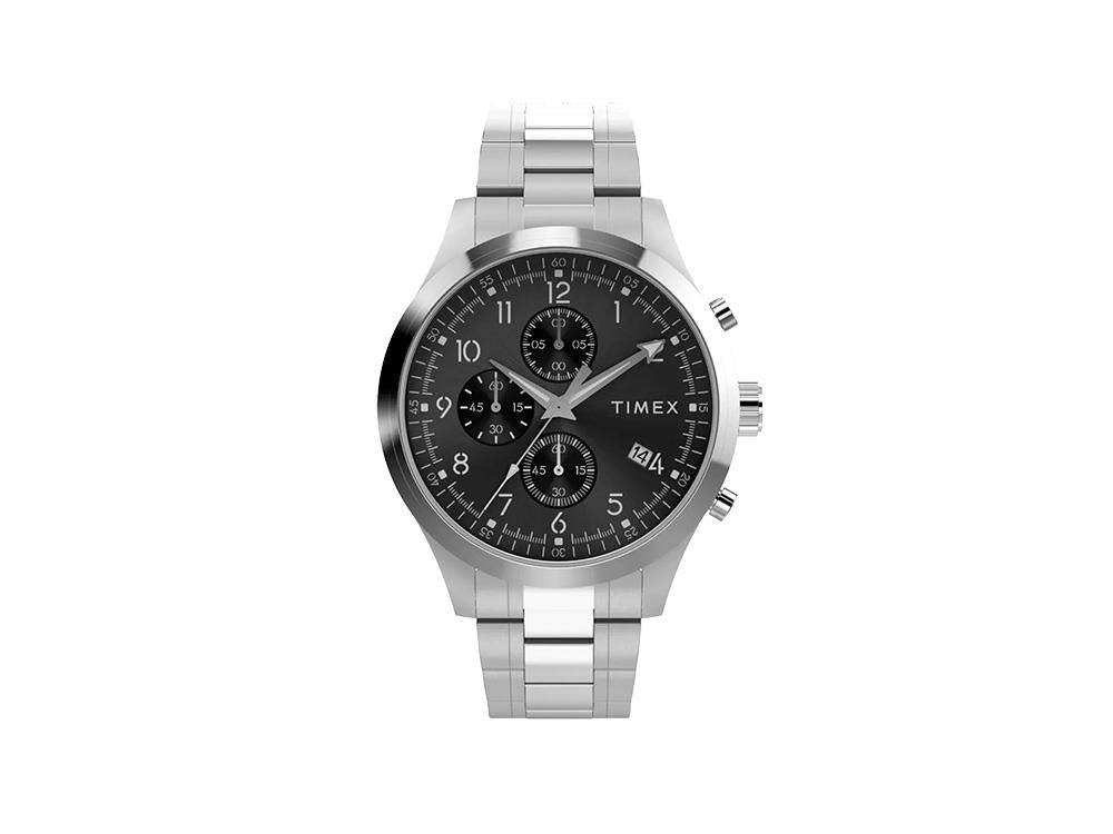 Timex Trend Dress Chronograph Quarzuhr, Schwarz, 43mm, TW2Y01400