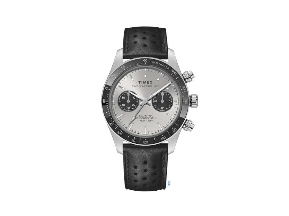 Timex Waterbury Heritage Quartz Uhr, Silber, 39 mm, Chronograph, TW2Y19300