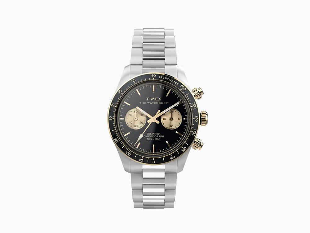 Timex Waterbury Heritage Quartz Uhr, Schwarz, 39 mm, Chronograph, TW2Y24000