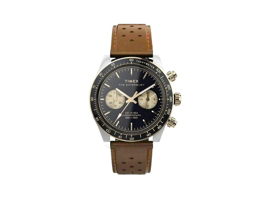 Timex The Waterbury Heritage Quartz Uhr, Schwarz, Chronograph, TW2Y24100