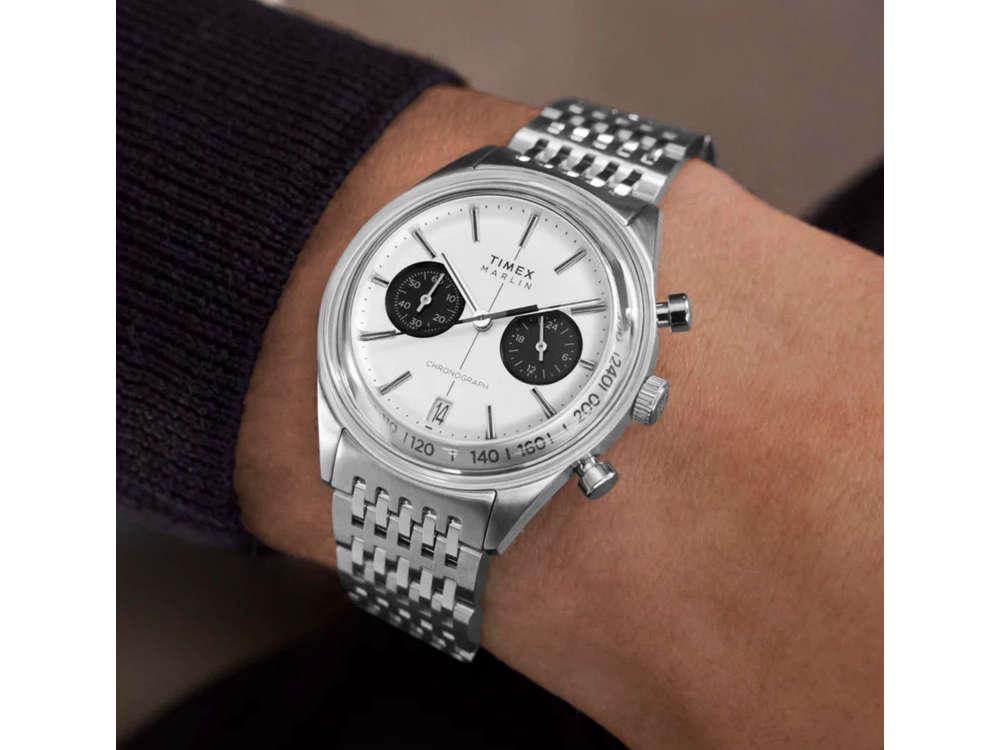 Timex Marlin Jet Quartz Uhr, Silber, 40 mm, Chronograph, TW2Y24600