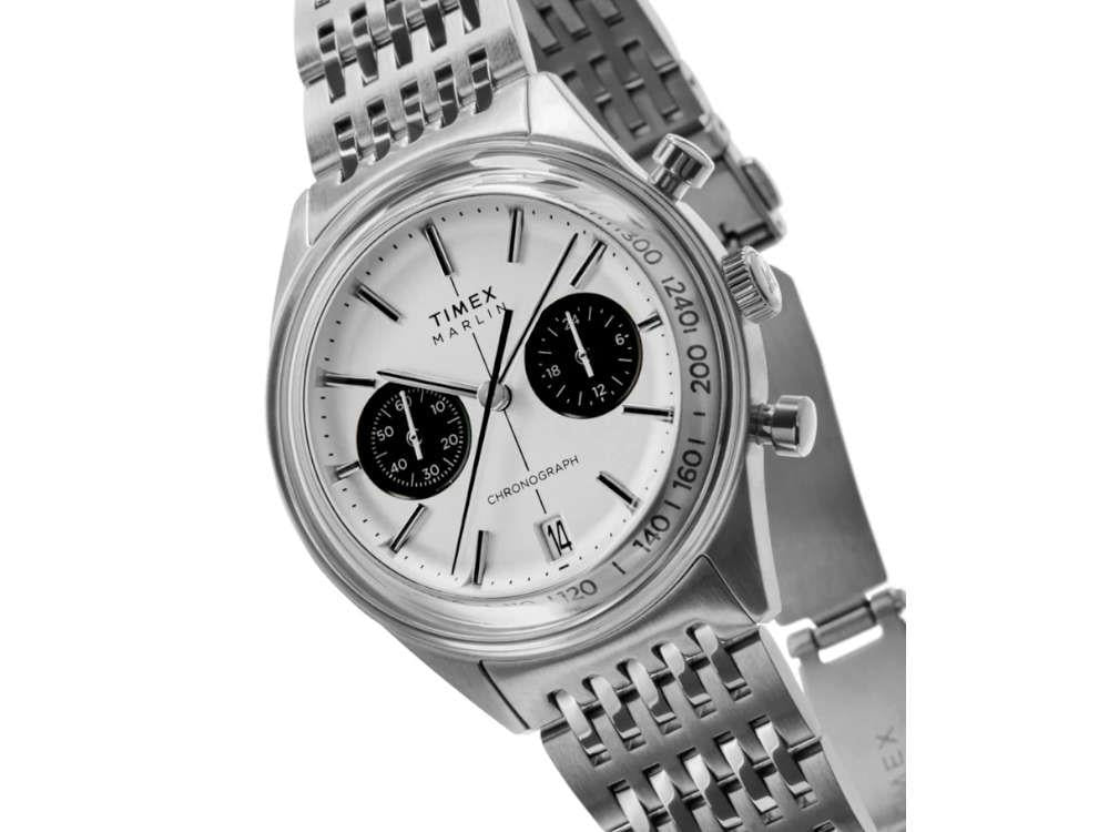 Timex Marlin Jet Quartz Uhr, Silber, 40 mm, Chronograph, TW2Y24600