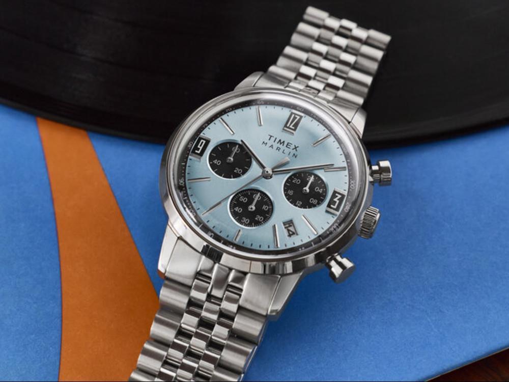 Timex Marlin Quartz Uhr, Blau, 40 mm, Chronograph, TW2Y66500