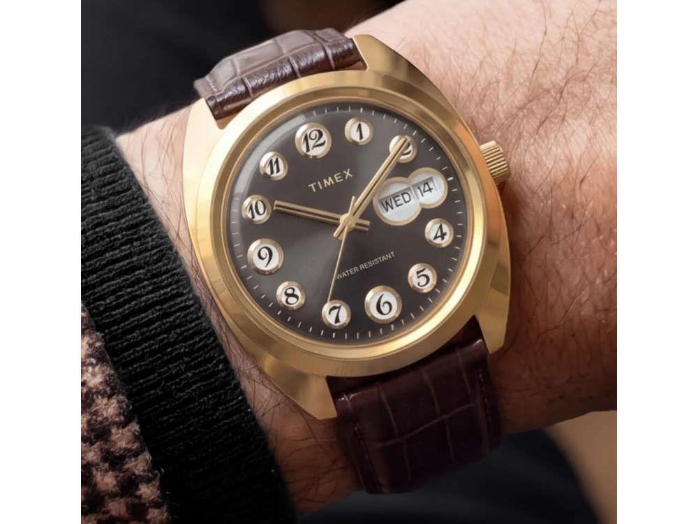 Timex Lab Reissue 1976 Quartz Uhr, PVD Gold, Schwarz, 37 mm, TW2Y82100