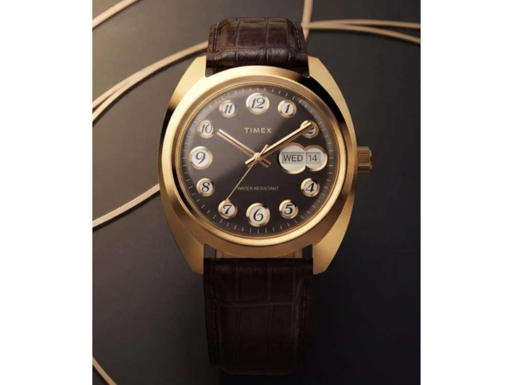 Timex Lab Reissue 1976 Quartz Uhr, PVD Gold, Schwarz, 37 mm, TW2Y82100