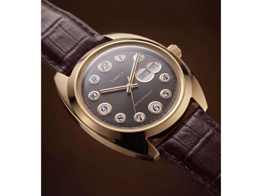 Timex Lab Reissue 1976 Quartz Uhr, PVD Gold, Schwarz, 37 mm, TW2Y82100