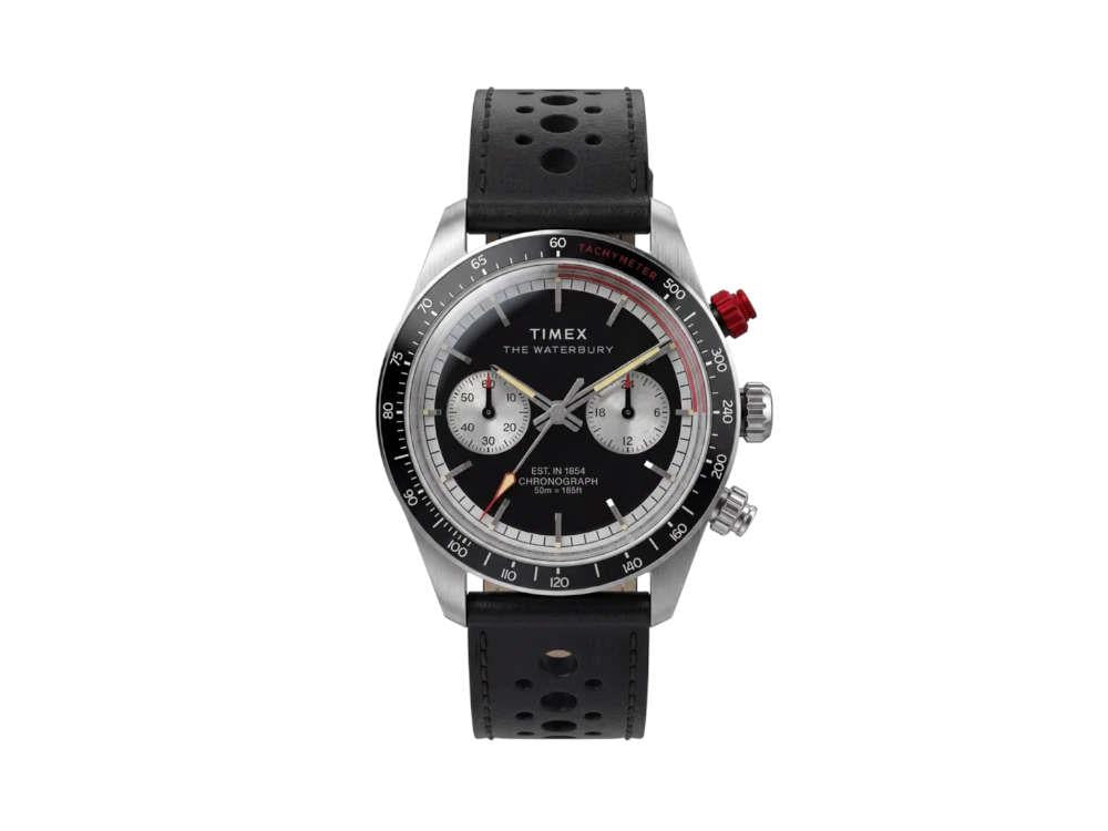 Timex The Waterbury Heritage Chronograph Quartz Uhr, Schwarz, 39 mm, TW2Y93300