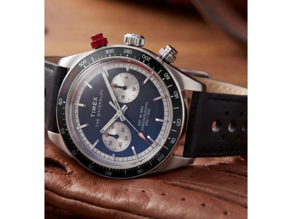 Timex The Waterbury Heritage Chronograph Quartz Uhr, Schwarz, 39 mm, TW2Y93300