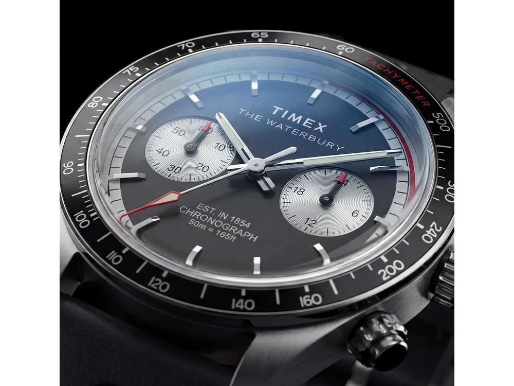 Timex The Waterbury Heritage Chronograph Quartz Uhr, Schwarz, 39 mm, TW2Y93300