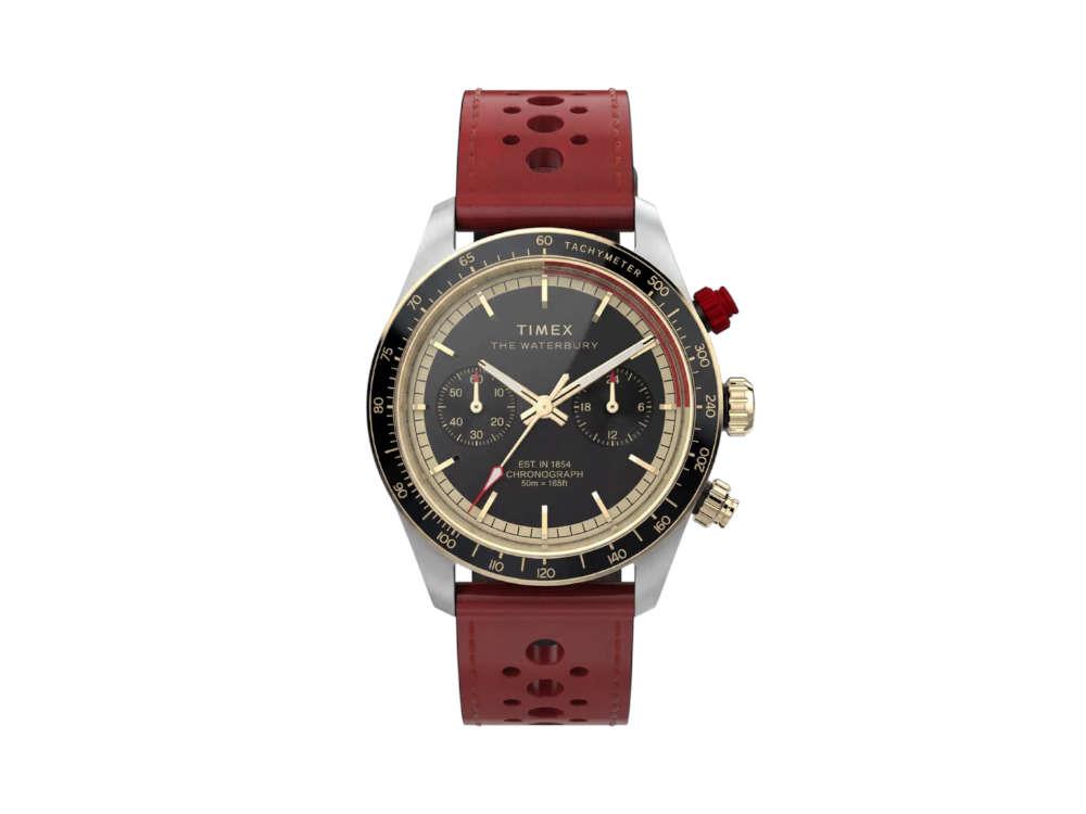 Timex The Waterbury Heritage Chronograph Quartz Uhr, Schwarz, 39 mm, TW2Y93400