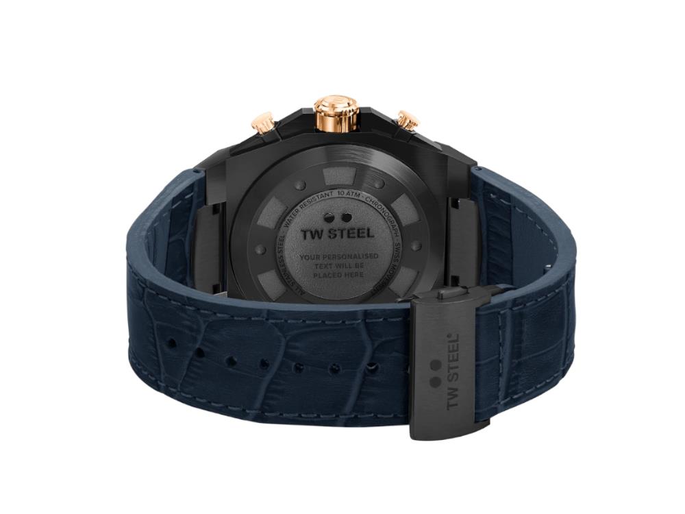 TW Steel Ceo Tech Quartz Uhr, Blau, 45 mm, Lederband, 10 atm, CE4086
