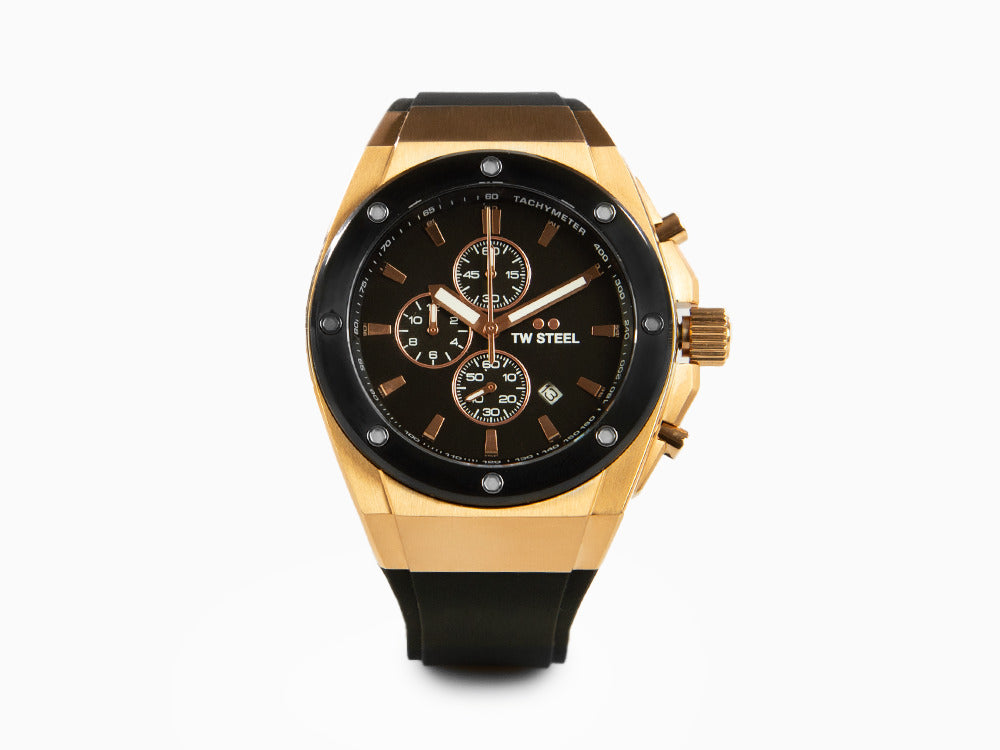 TW SteelCeo Tech 44mm Quartz Uhr, Schwarz, 44 mm, Kautschukband, 10 atm, CE4103