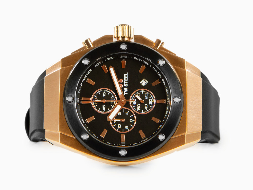 TW SteelCeo Tech 44mm Quartz Uhr, Schwarz, 44 mm, Kautschukband, 10 atm, CE4103