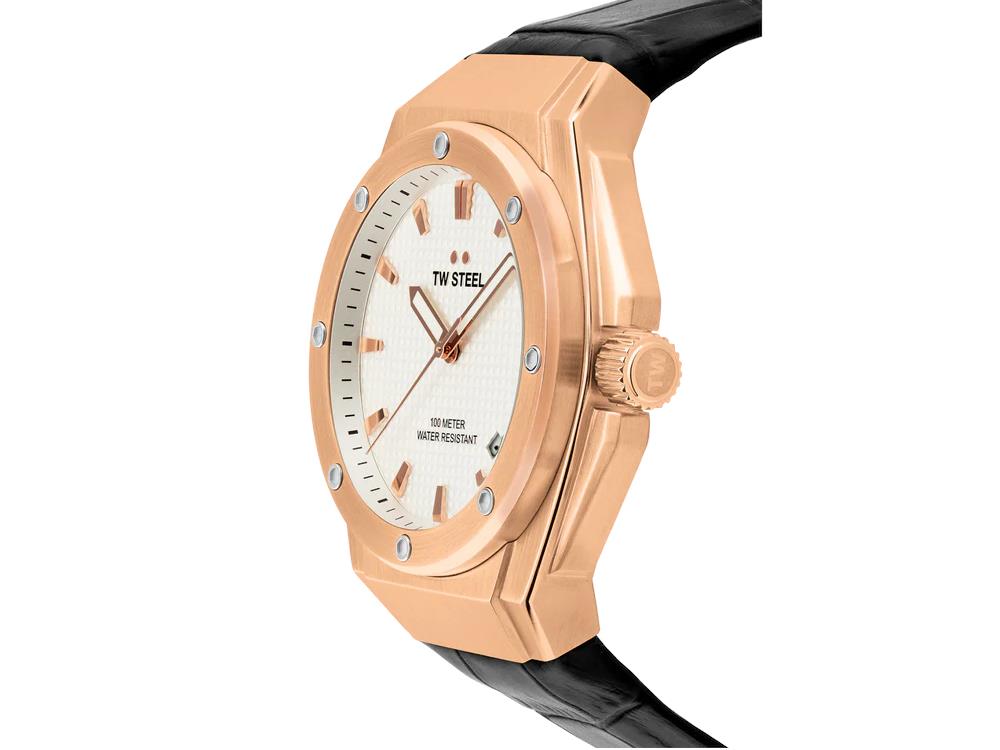 TW SteelCeo Tech 44mm Quartz Uhr, Weiss, 44 mm, Lederband, 10 atm, CE4109