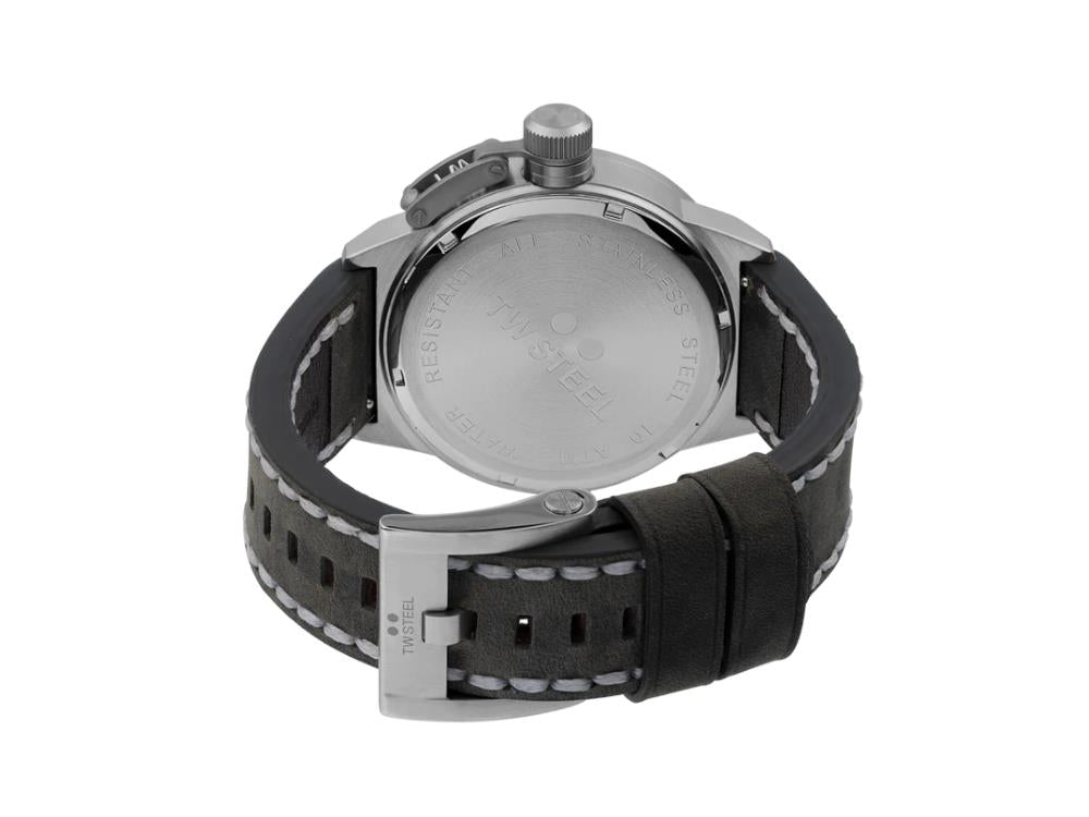 TW SteelClassic Canteen Quartz Uhr, Grau, 45 mm, Lederband, 10 atm, CS101