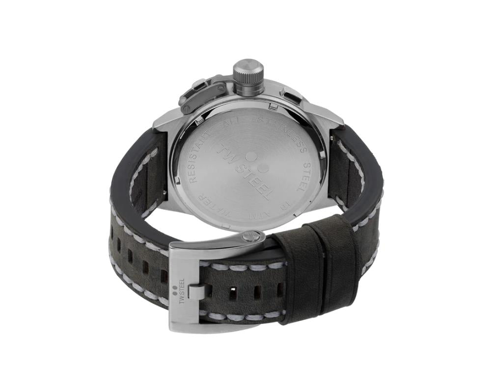 TW SteelClassic Canteen Quartz Uhr, Grau, 45 mm, Lederband, 10 atm, CS105