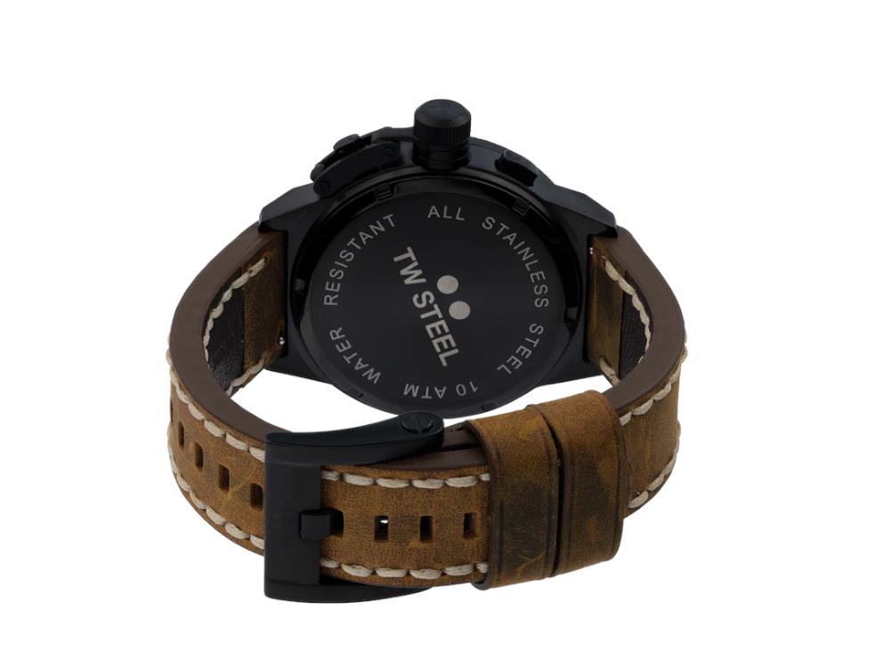 TW Steel Classic Canteen Quartz Uhr, Schwarz, 45 mm, Lederband, 10 atm, CS107