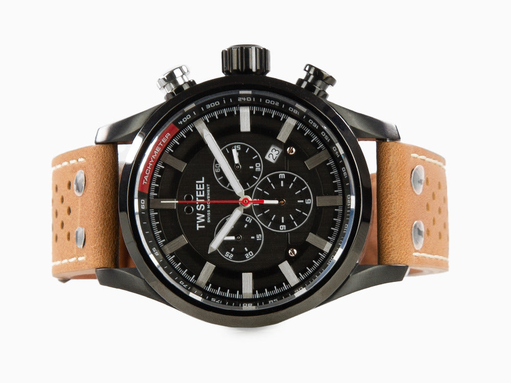 TW Steel Fast Lane Quartz Uhr, Grau, 48 mm, Lederband, 10 atm, SVS209