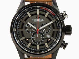 TW Steel Fast Lane Quartz Uhr, Grau, 48 mm, Lederband, 10 atm, SVS209