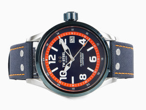 TW Steel WRC Quartz Uhr, Blau, 45 mm, Leinenuhrband, 10 atm, VS92
