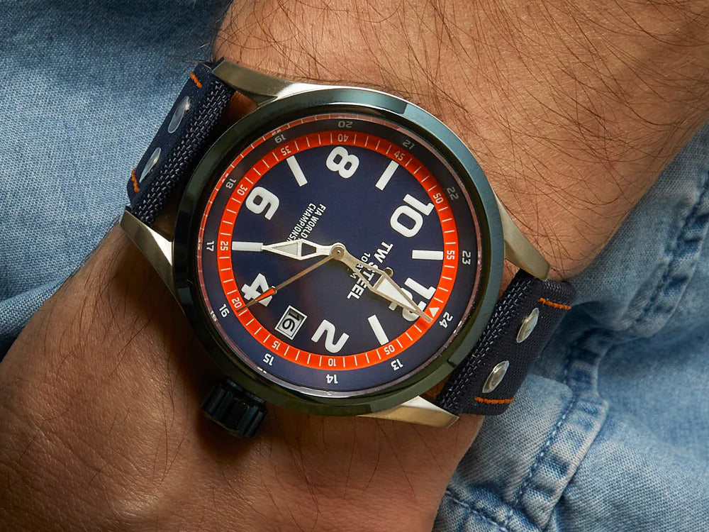 TW Steel WRC Quartz Uhr, Blau, 45 mm, Leinenuhrband, 10 atm, VS92