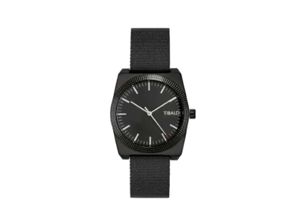 Tibaldi Men's Quartz Uhr, Schwarz, 39mm x 46mm, Leinenuhrband, TMM-SS-GG