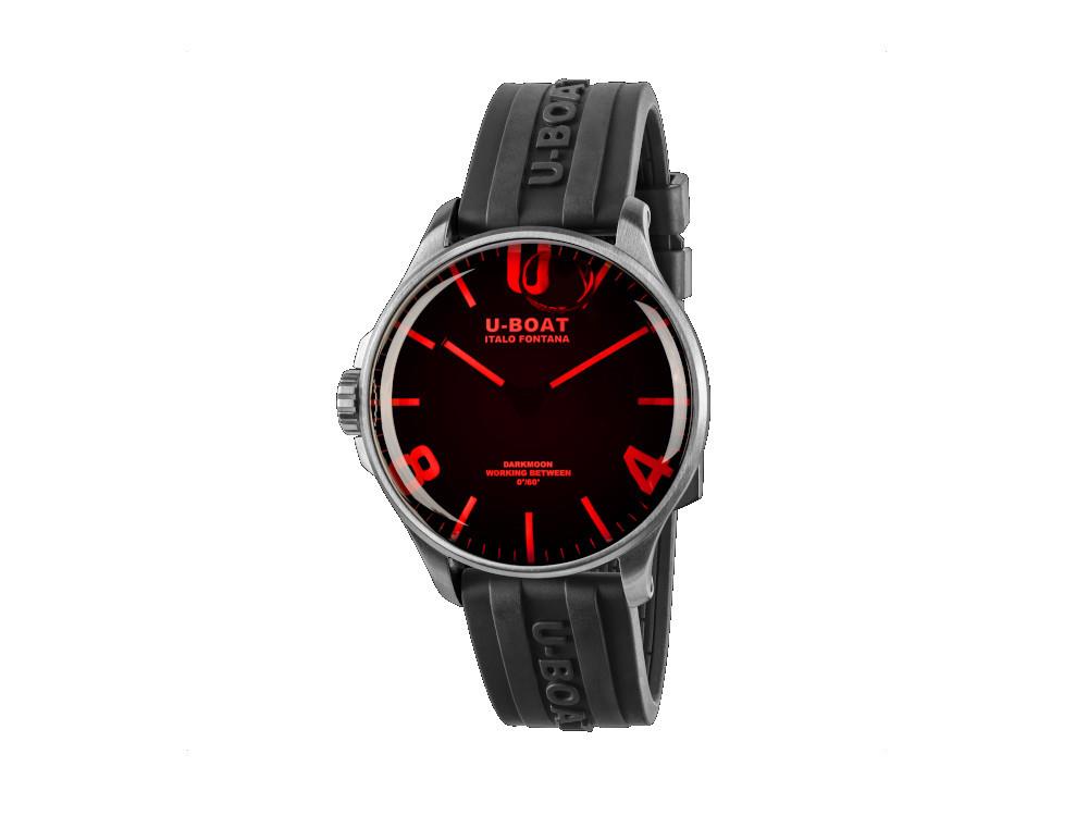 U-Boat Capsoil Darkmoon 44 Red SS Quartz Uhr, Schwarz, 44 mm, 8465/A
