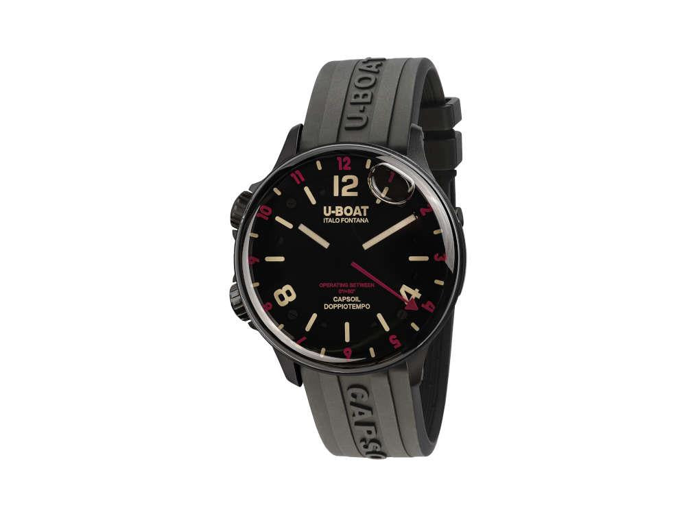 U-Boat Capsoil Doppiotempo Red Rehaut Quartz Uhr, DLC, Schwarz, 45 mm, 8841