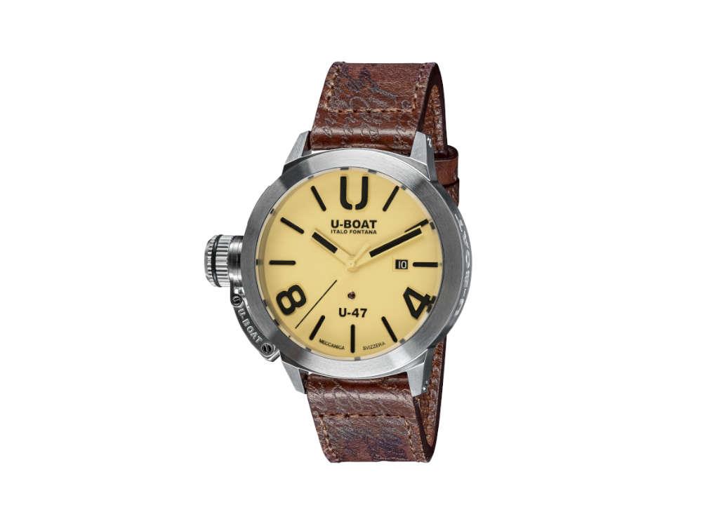 U-Boat Classico Automatik Uhr, Edelstahl 316L , Beige, 47mm, 8106