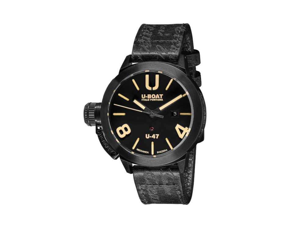 U-Boat U-47 Classico Dark Soul Automatik Uhr, IPB, 47 mm, Lederband, 9160