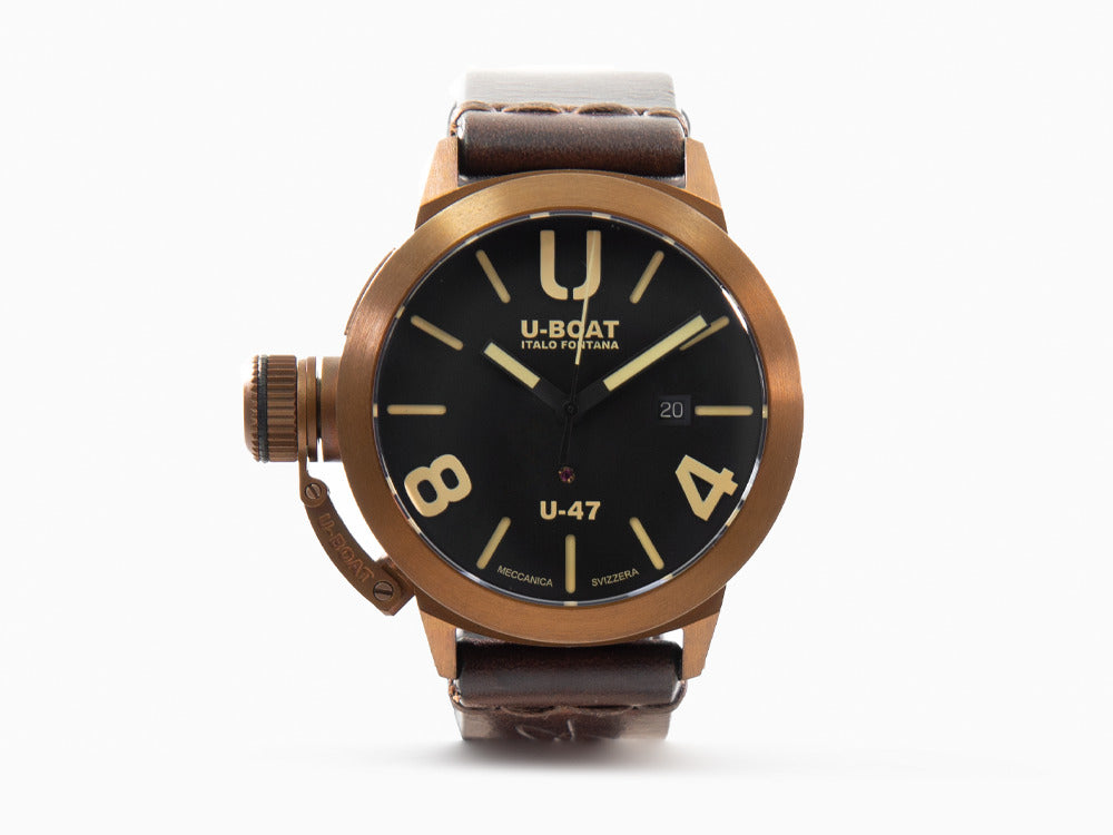 U-Boat Classico U-47 Bronzo Automatik Uhr, Bronze, Schwarz, 47 mm, Leder, 7797