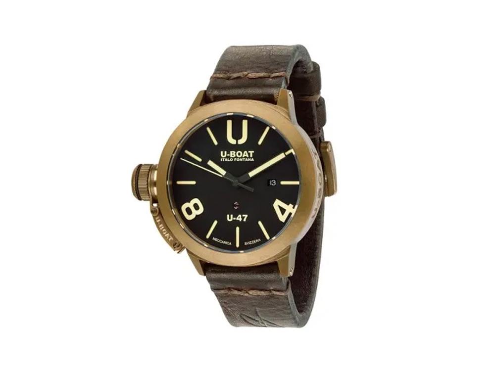 U-Boat Classico U-47 Bronzo Automatik Uhr, Bronze, Schwarz, 47 mm, Leder, 7797