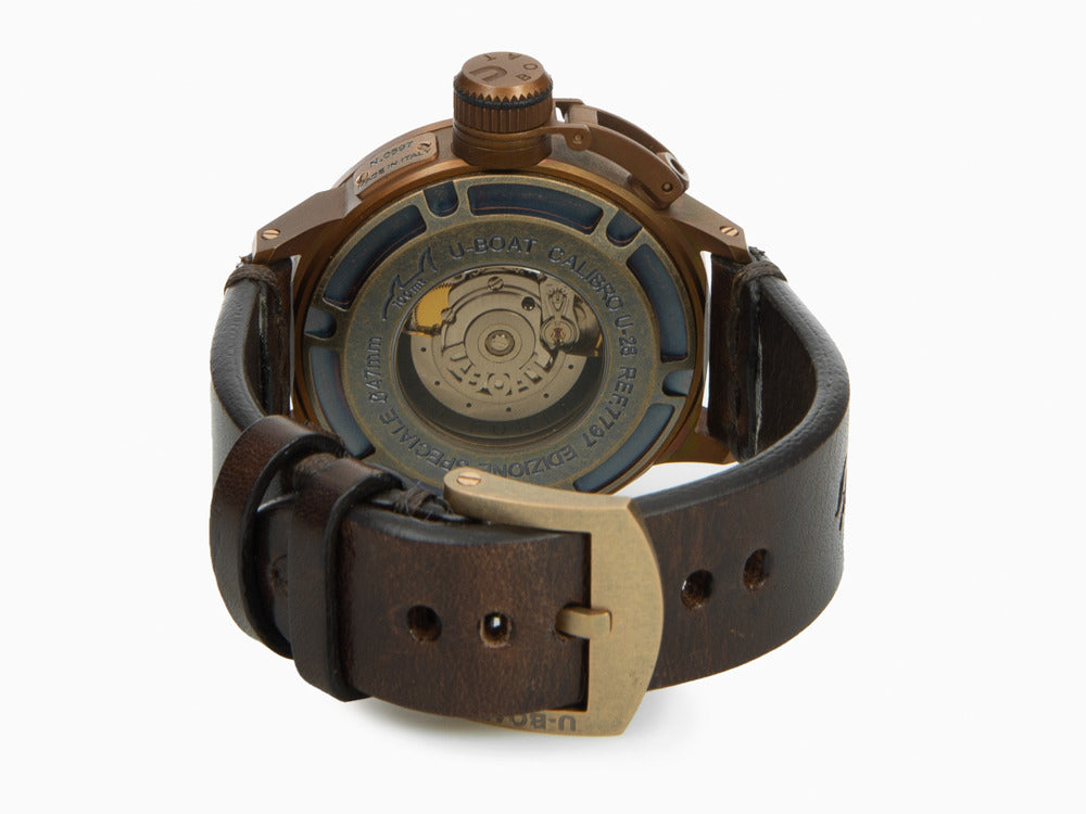 U-Boat Classico U-47 Bronzo Automatik Uhr, Bronze, Schwarz, 47 mm, Leder, 7797