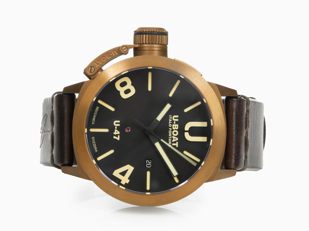 U-Boat Classico U-47 Bronzo Automatik Uhr, Bronze, Schwarz, 47 mm, Leder, 7797