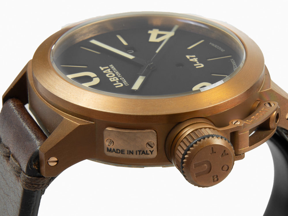 U-Boat Classico U-47 Bronzo Automatik Uhr, Bronze, Schwarz, 47 mm, Leder, 7797