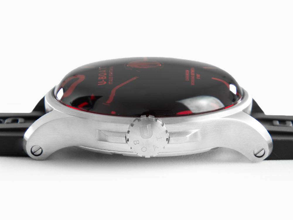 U-Boat Capsoil Darkmoon 44 Red SS Quartz Uhr, Schwarz, 44 mm, 8465/A