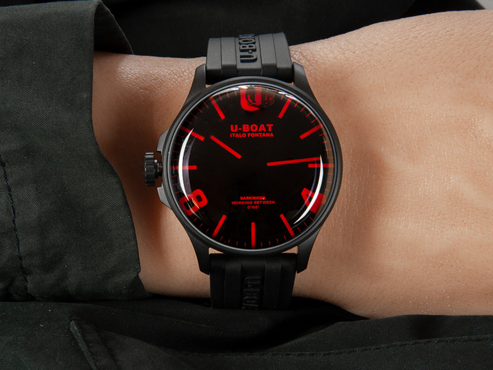 U-Boat Capsoil Darkmoon Red 44 IPB Quartz Uhr, Schwarz, 44 mm, 8466/A