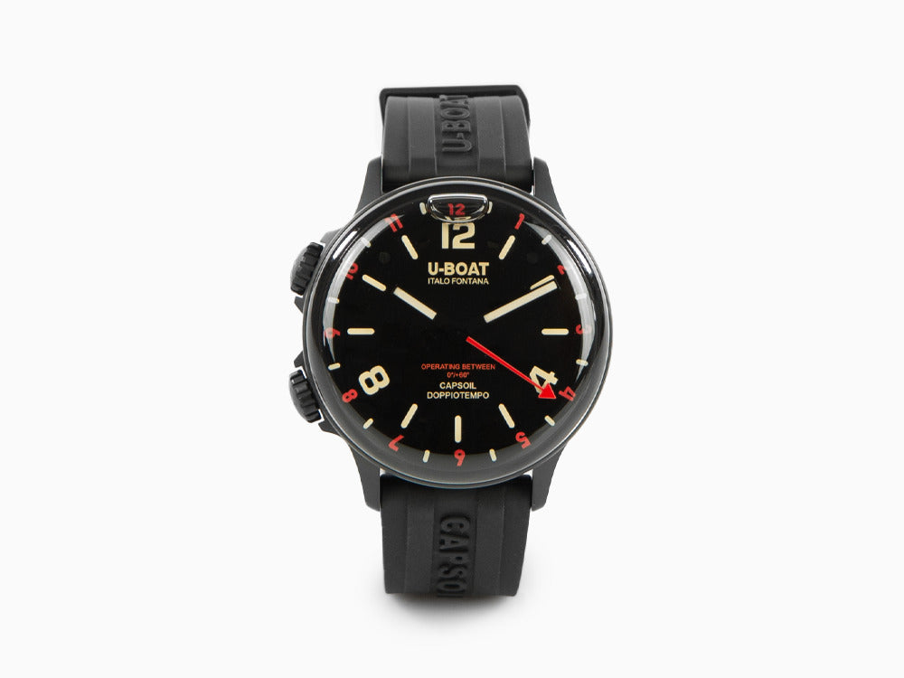 U-Boat Capsoil Doppiotempo Red Rehaut Quartz Uhr, DLC, Schwarz, 45 mm, 8841