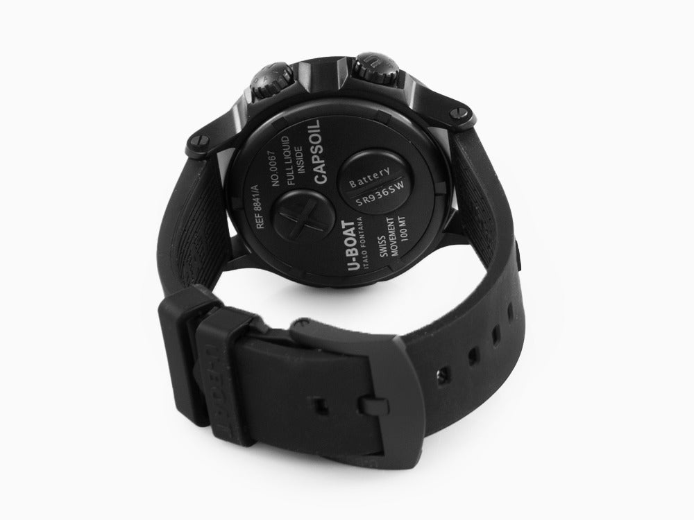 U-Boat Capsoil Doppiotempo Red Rehaut Quartz Uhr, DLC, Schwarz, 45 mm, 8841
