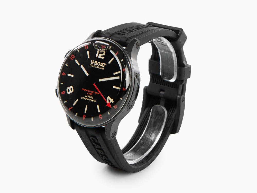 U-Boat Capsoil Doppiotempo Red Rehaut Quartz Uhr, DLC, Schwarz, 45 mm, 8841