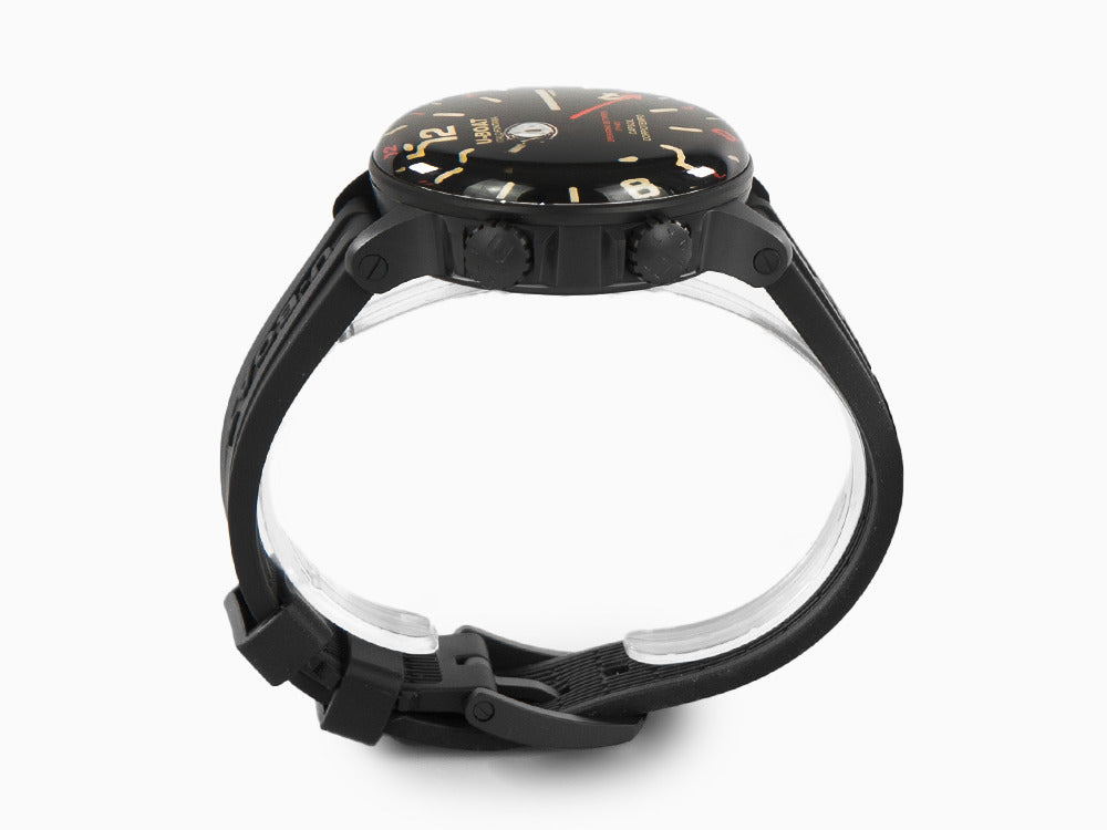 U-Boat Capsoil Doppiotempo Red Rehaut Quartz Uhr, DLC, Schwarz, 45 mm, 8841