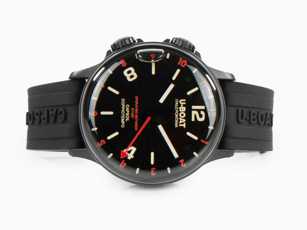 U-Boat Capsoil Doppiotempo Red Rehaut Quartz Uhr, DLC, Schwarz, 45 mm, 8841